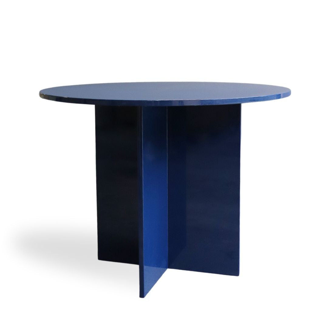 YOKO - Table à manger bleu ronde en bois - PROTO