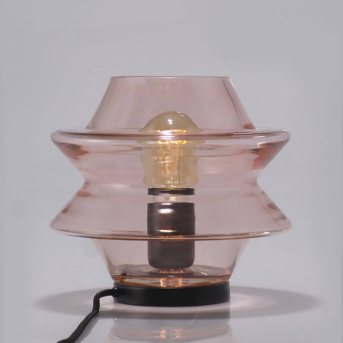 LOULOU Lampe à poser LED Verre teinté/Verre dépoli H30cm Rose abat