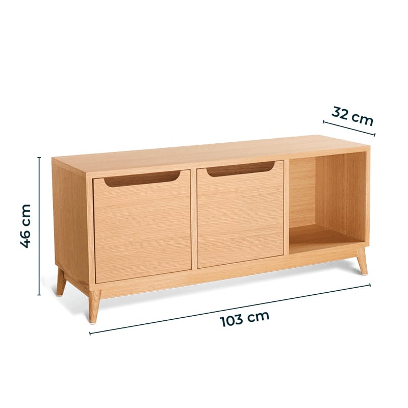 dimensions meuble bas à tiroirs KILT de la marque Kulile en chêne naturel