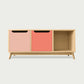 meuble bas à tiroirs KILT de la marque Kulile en chêne naturel et duo rose